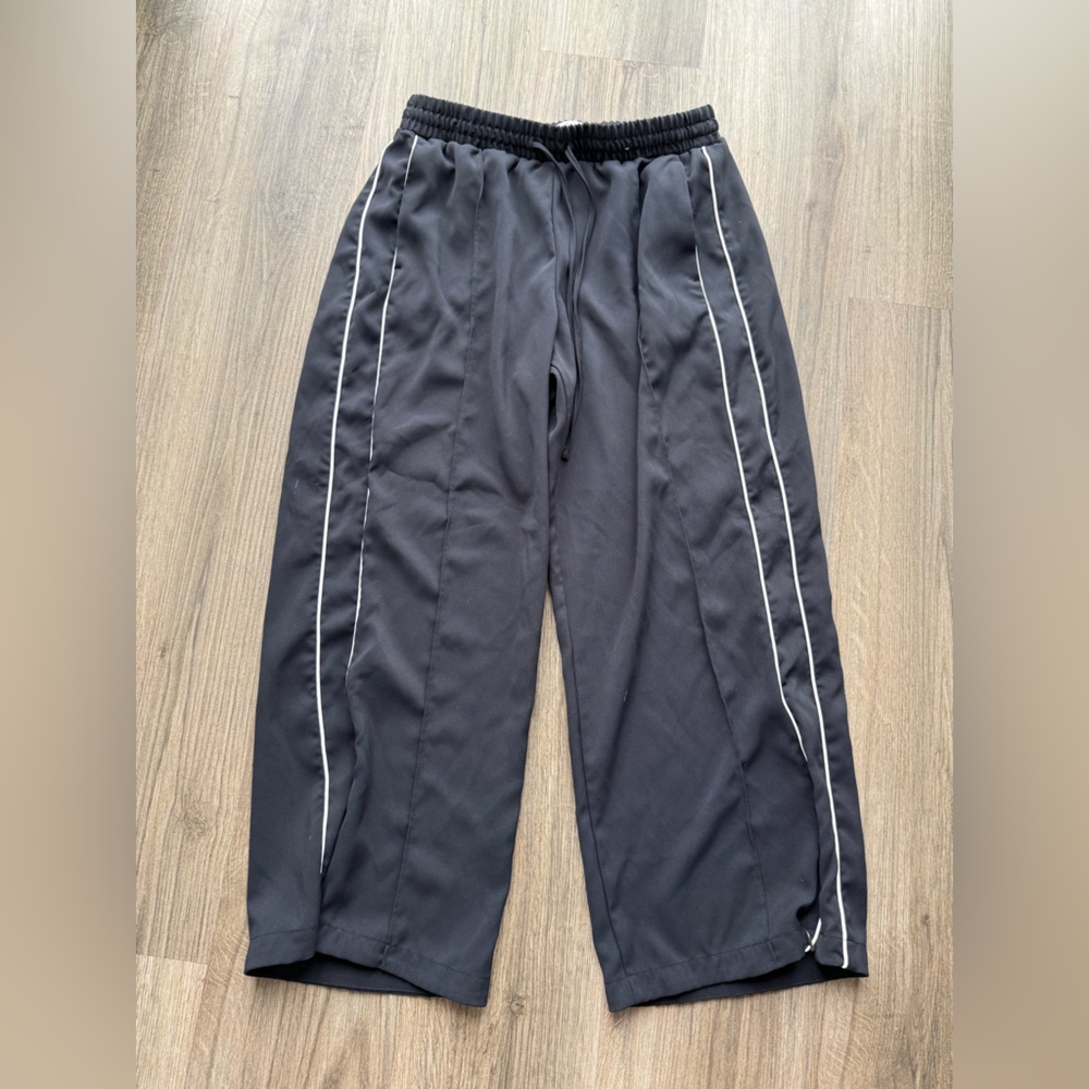 Abercrombie & Fitch Black Track Pants with White Piping